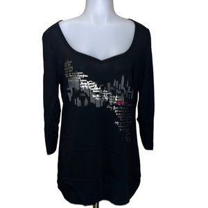 DKNY JEANS V~Neck City Scape Shirt